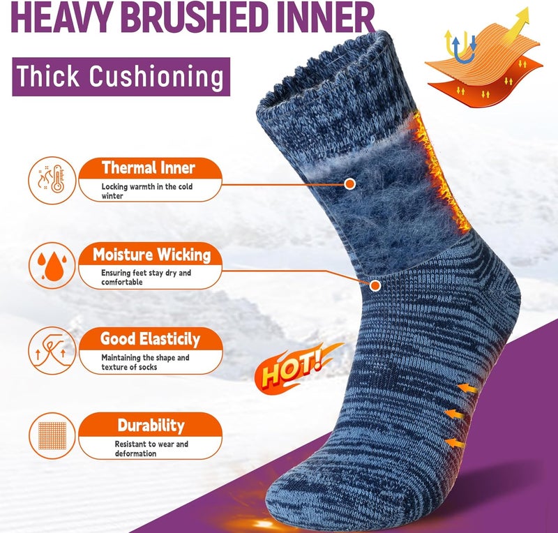 AMENLAN Store Women Heated Socks Ski Winter Thermal Hiking Snowboarding Thick Boot Insulated Socks 3 Pairs - Image 2